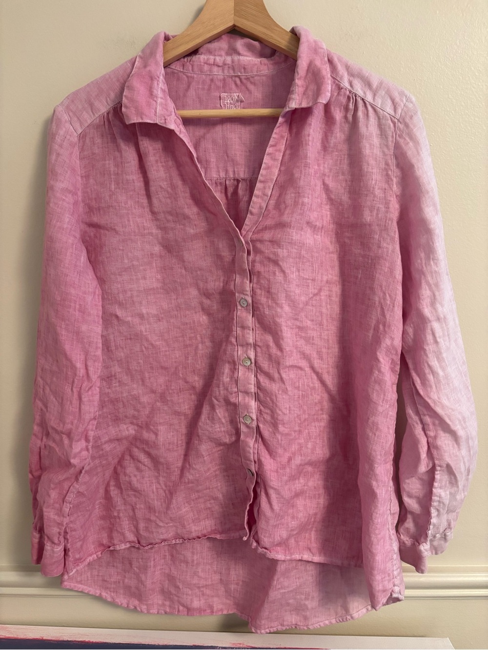 Lightweight Pink Linen Button-Front Shirt - Relaxed Fit
